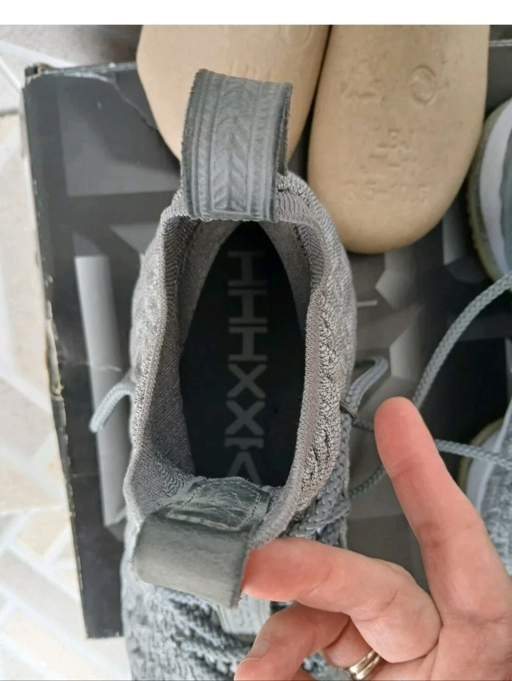 Nike Men's Grey Knit Athletic Sneakers Lebron XV
